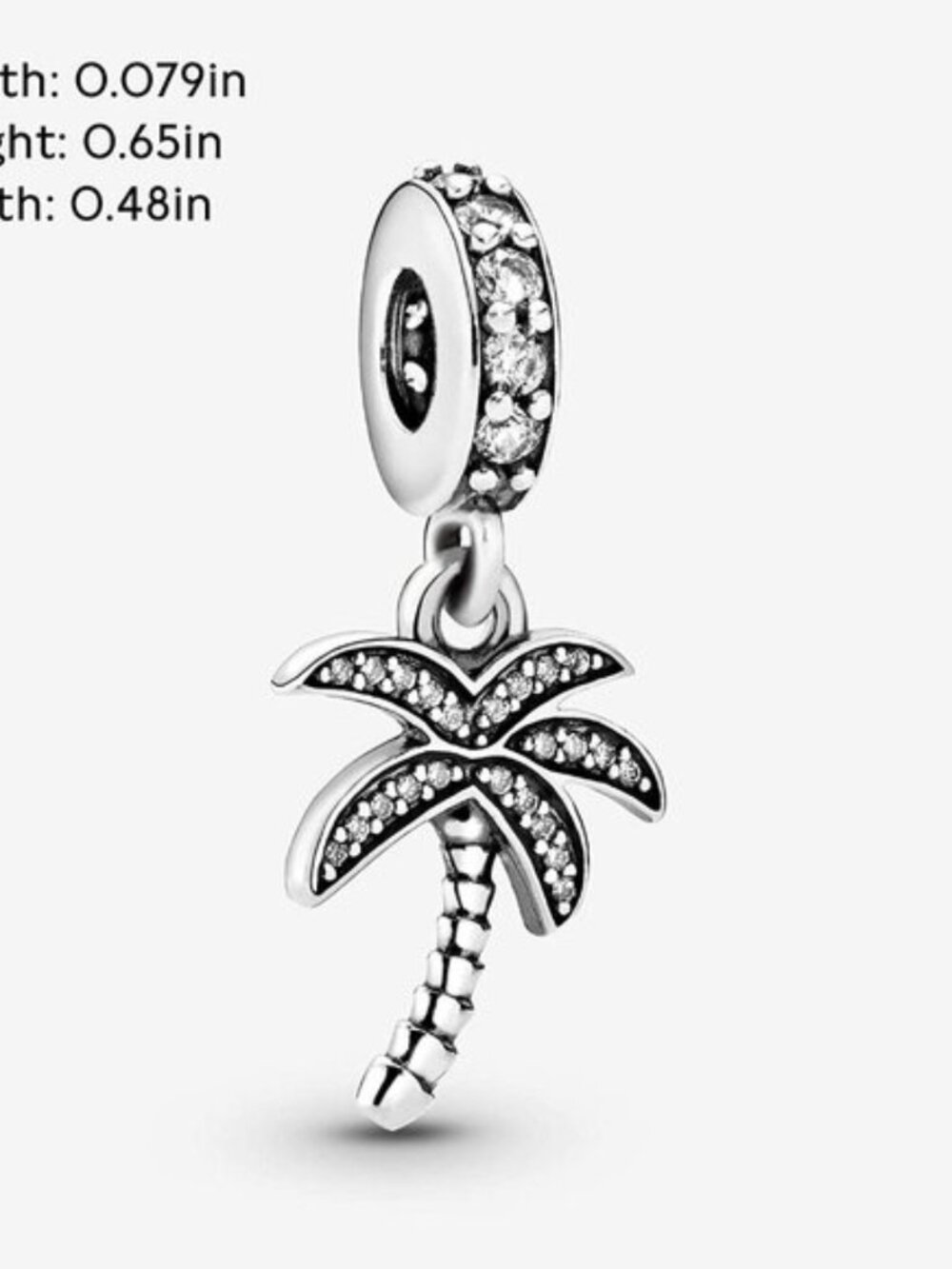 Pandora Sparkling Palm Tree Dangle Charm Sterling Silver
